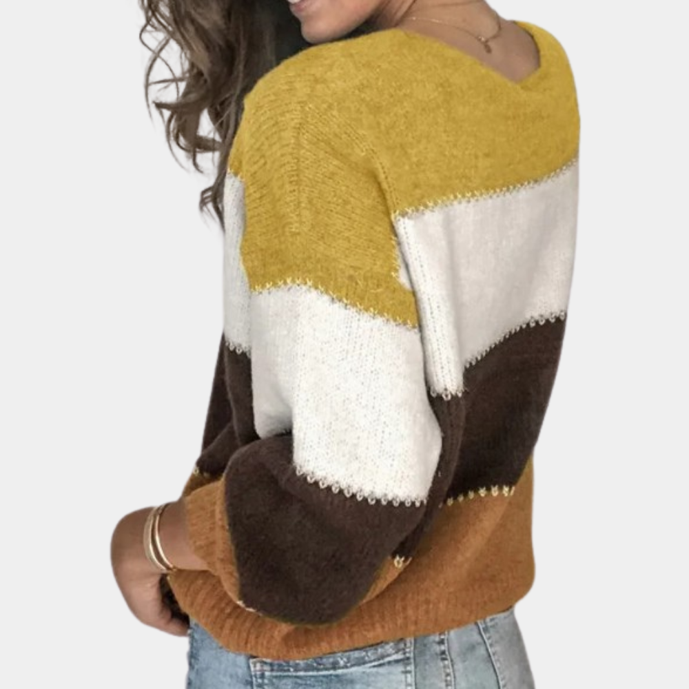 Damski Sweter z Dzianiny w Paski i Wygodnym Kroju 2