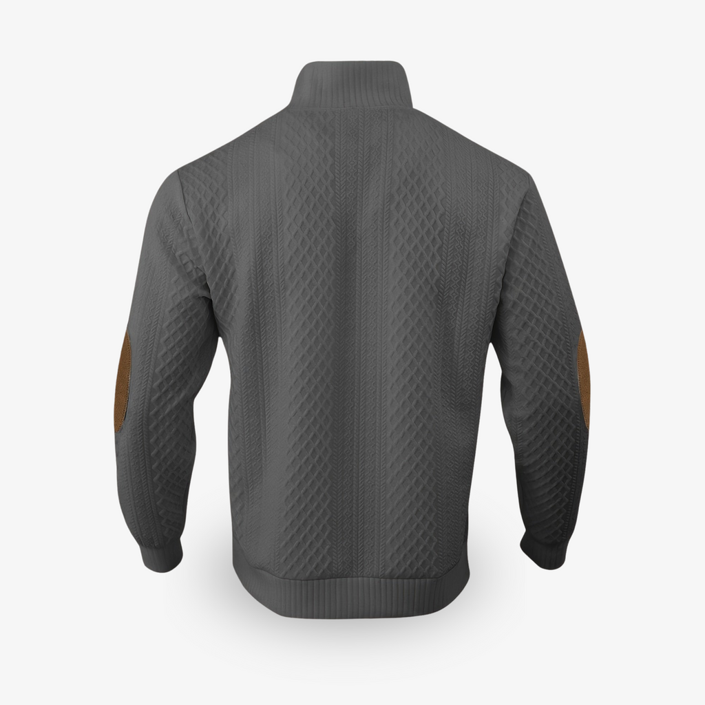 Męski Sweter z Warkoczem i Naszywkami na Łokciach 5